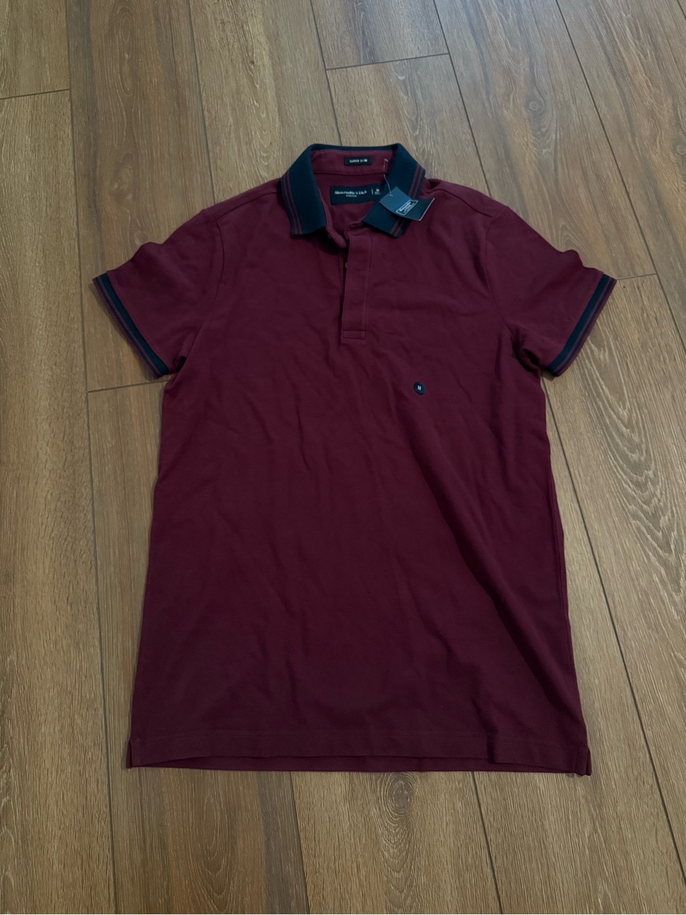 Abercrombie & Fitch Burgundy Polo with Contrast Navy Trim